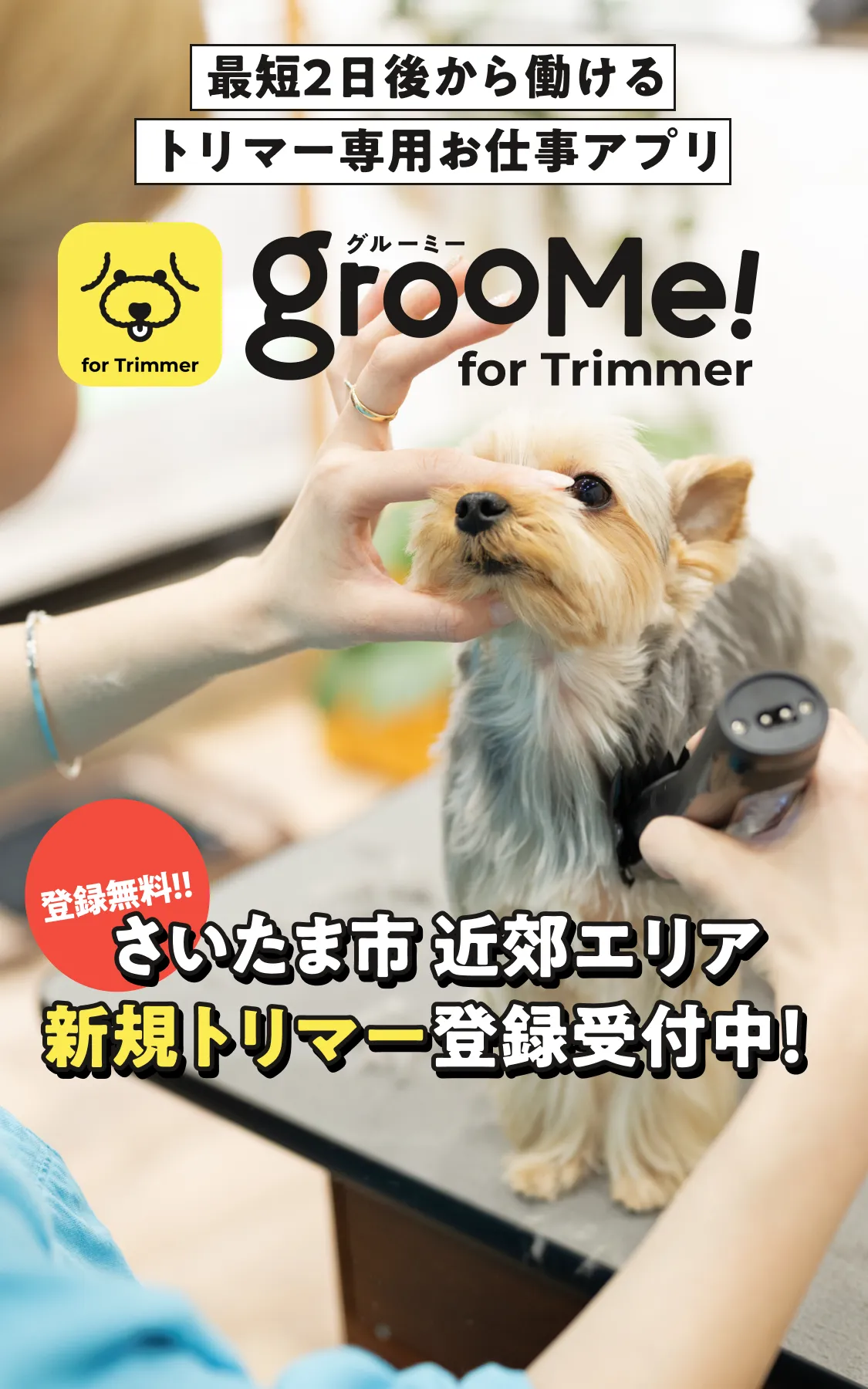 GrooMe! for Trimmer - スキルを活かして自由に働く。トリマー専用お仕事アプリ。